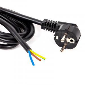 Cordon alimentation noir 3m avec câble de 3G1.5mm2 avec fiche 2P+T 16A moulée
