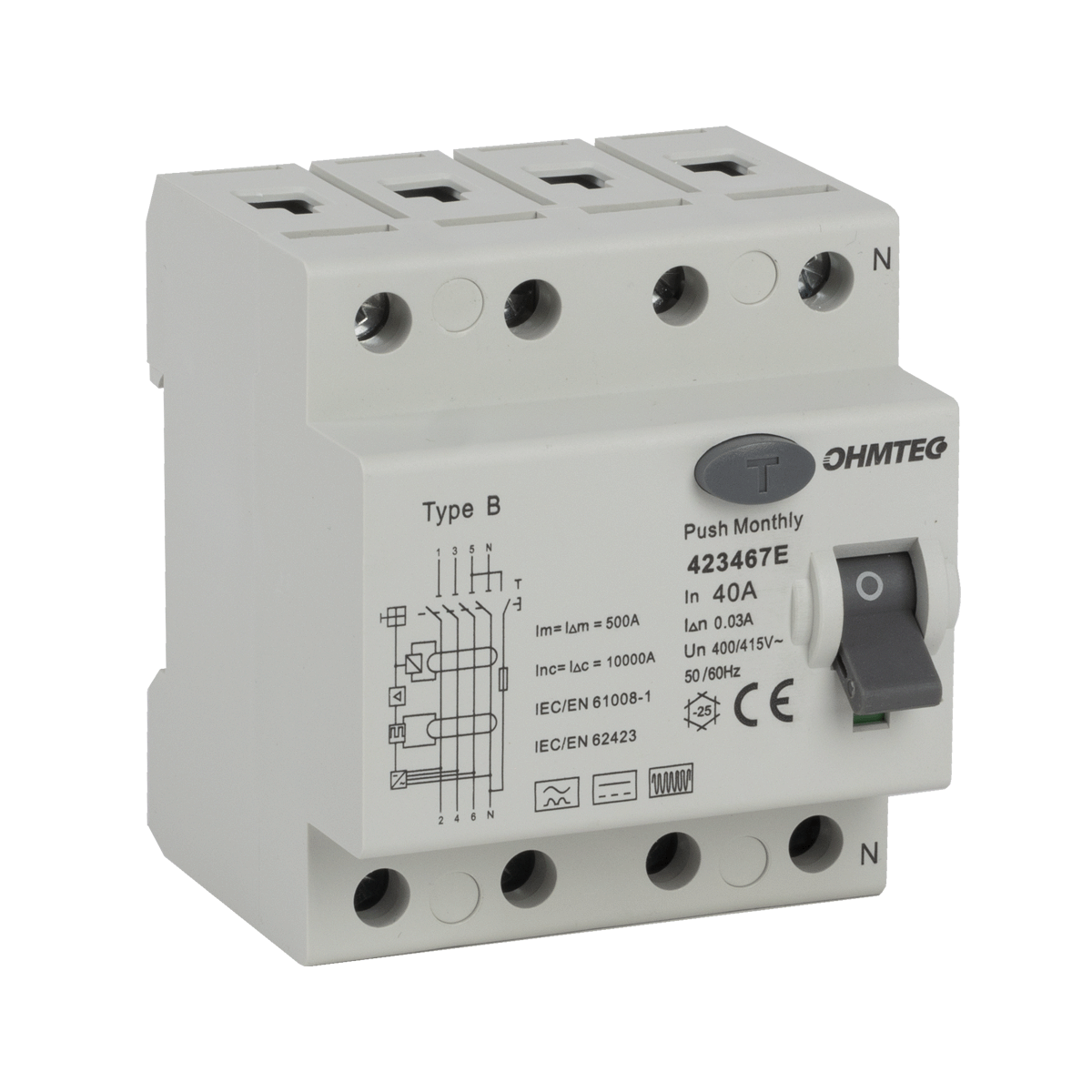 Interrupteur différentiel 3P+N 6kA, 40A type B Interrupteur différentiel 3P+N 6kA, 40A type B