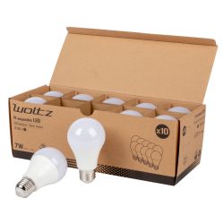 Lot de 10 Ampoules LED SMD E27 A60 7W Blanc neutre