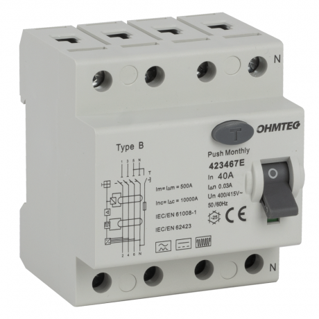 Interrupteur différentiel 3P+N 6kA, 40A type B