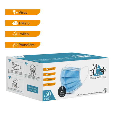 50 masques chirurgicaux à boucles du0027oreille